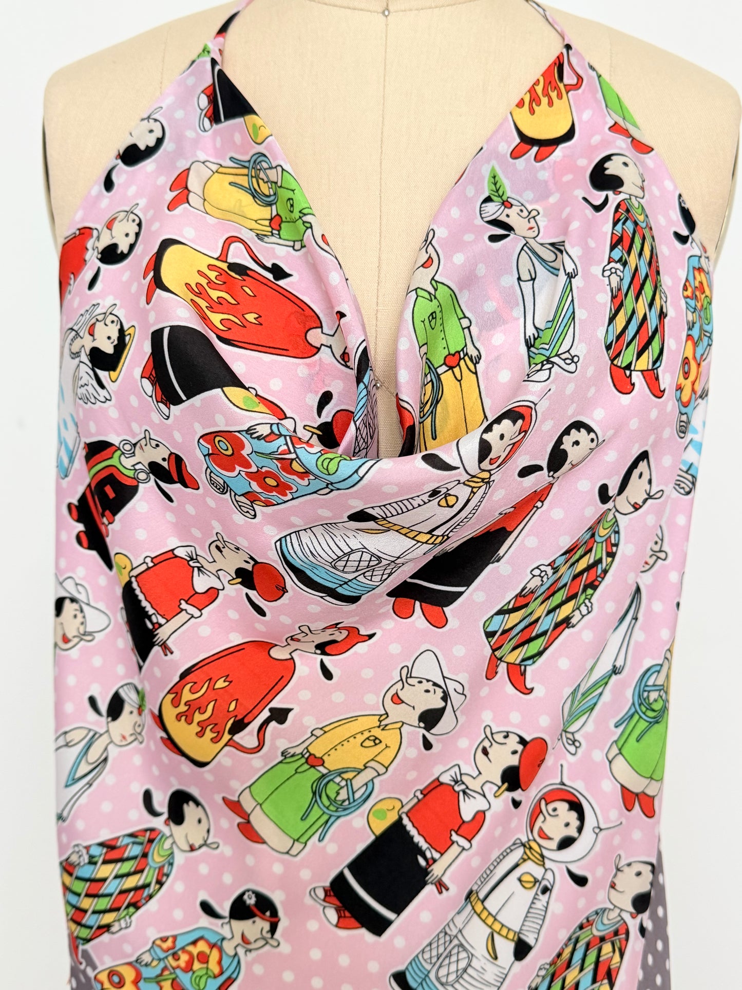 Upcycled Moschino Olive Oyl Scarf Top