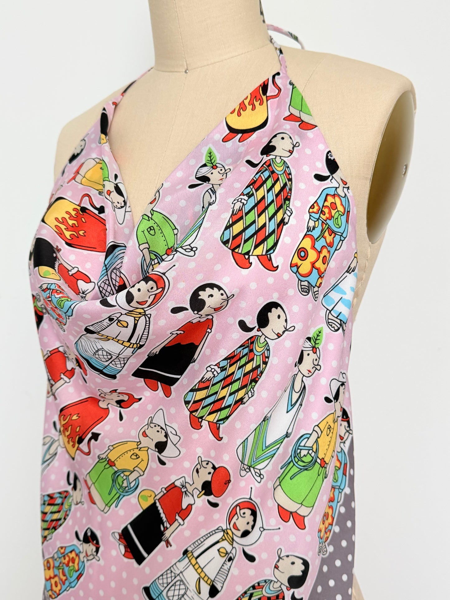 Upcycled Moschino Olive Oyl Scarf Top