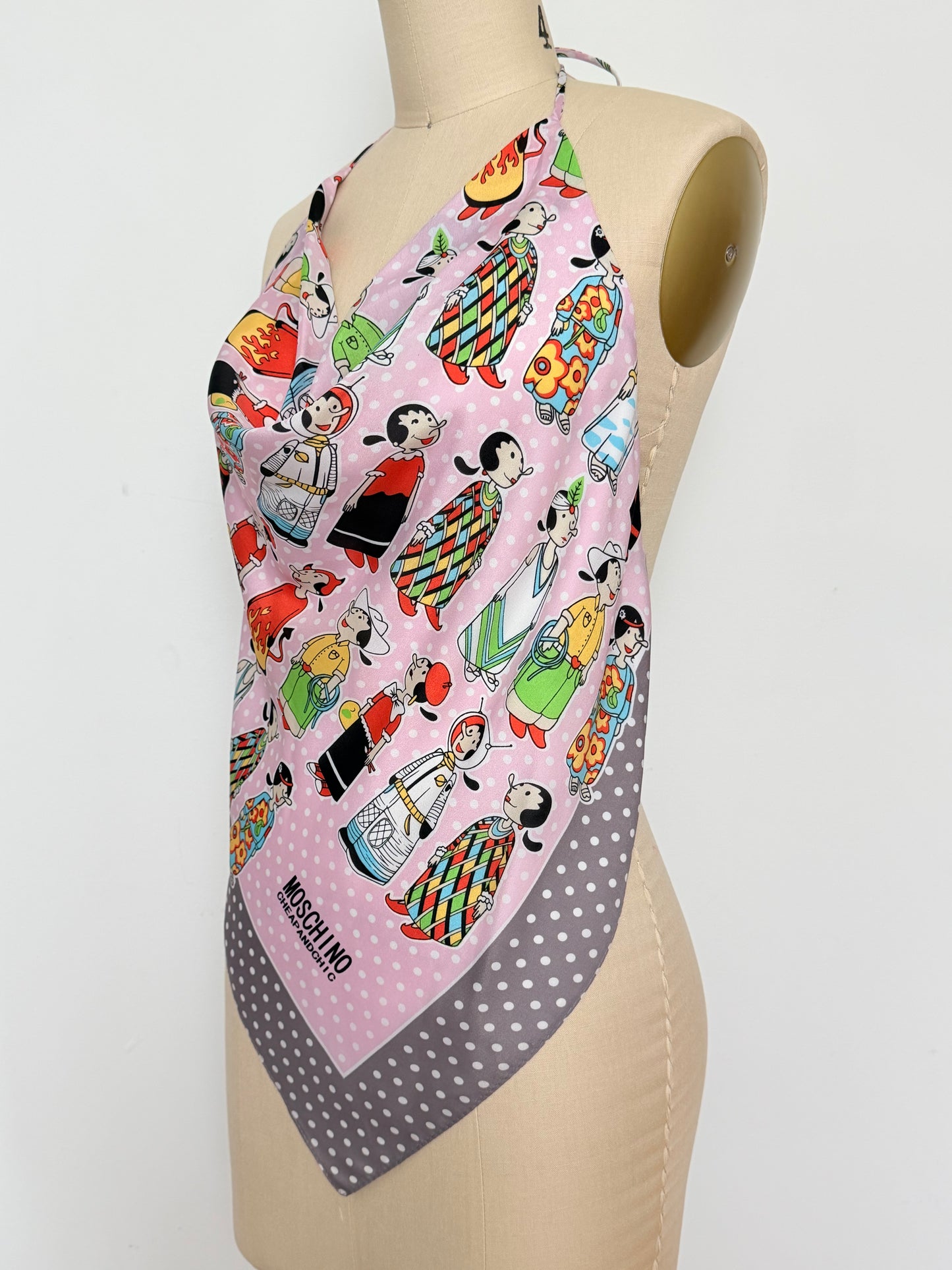 Upcycled Moschino Olive Oyl Scarf Top