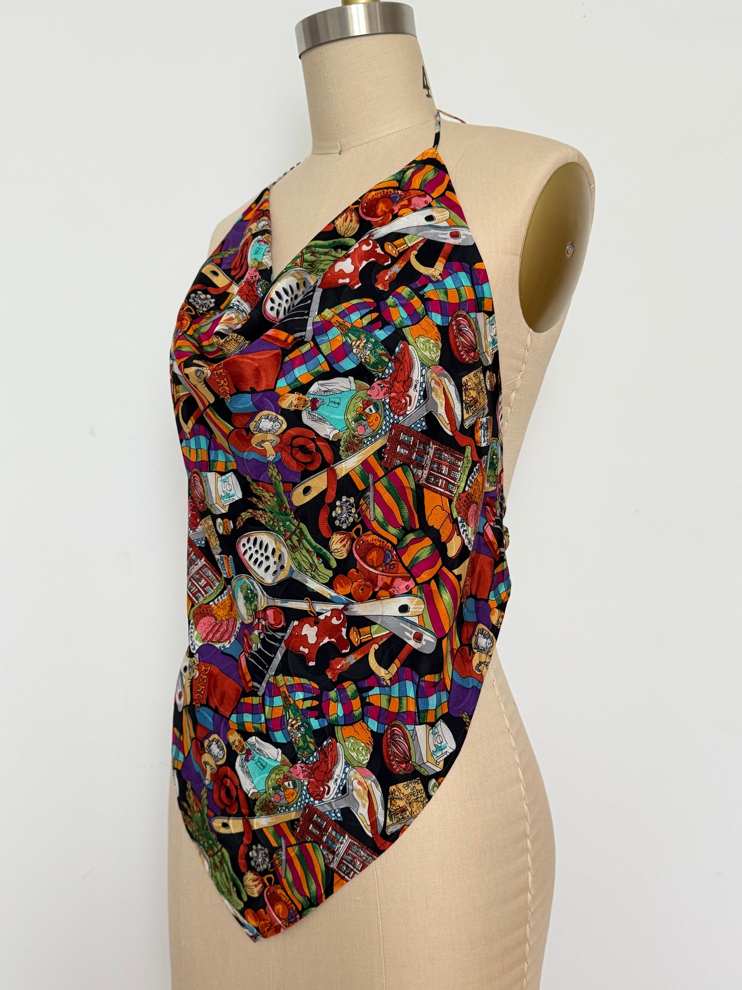 Upcycled Nicole Miller Bon Appetite Scarf Top