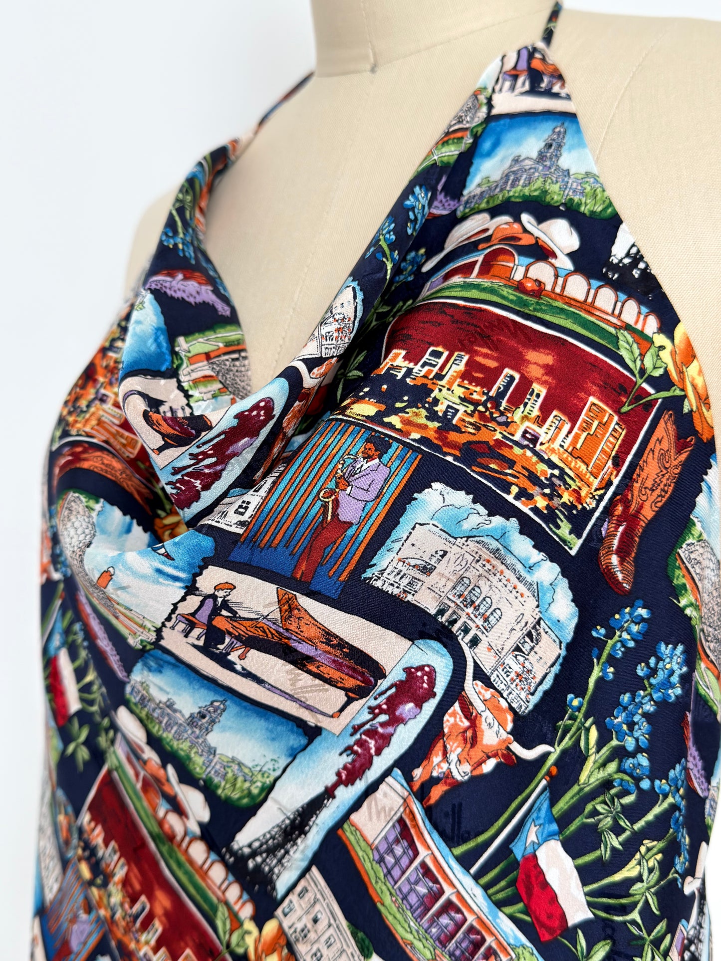 Upcycled Nicole Miller Texas Lone Star Scarf Top