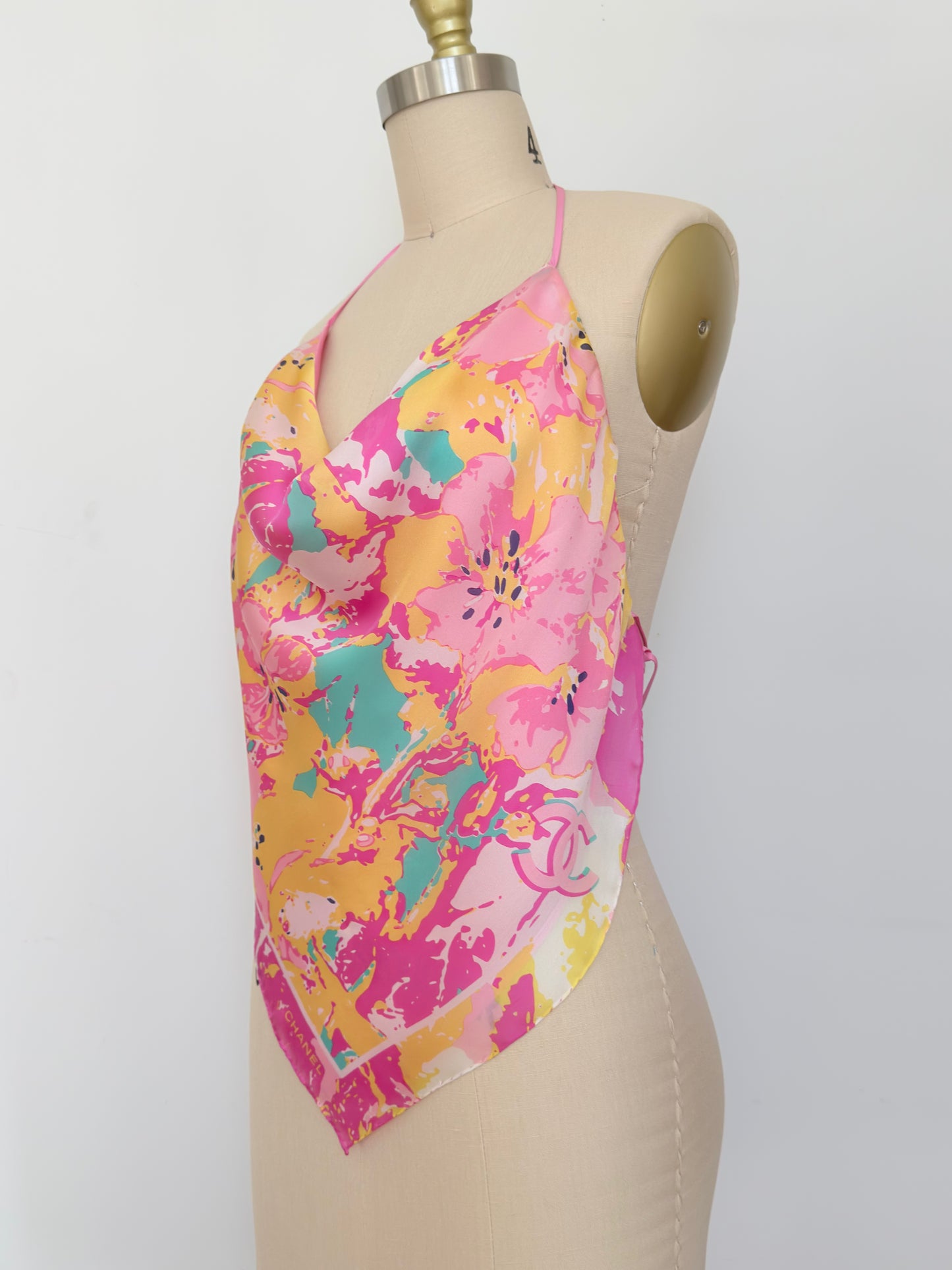 Upcycled Y2K Chanel Floral Scarf Top