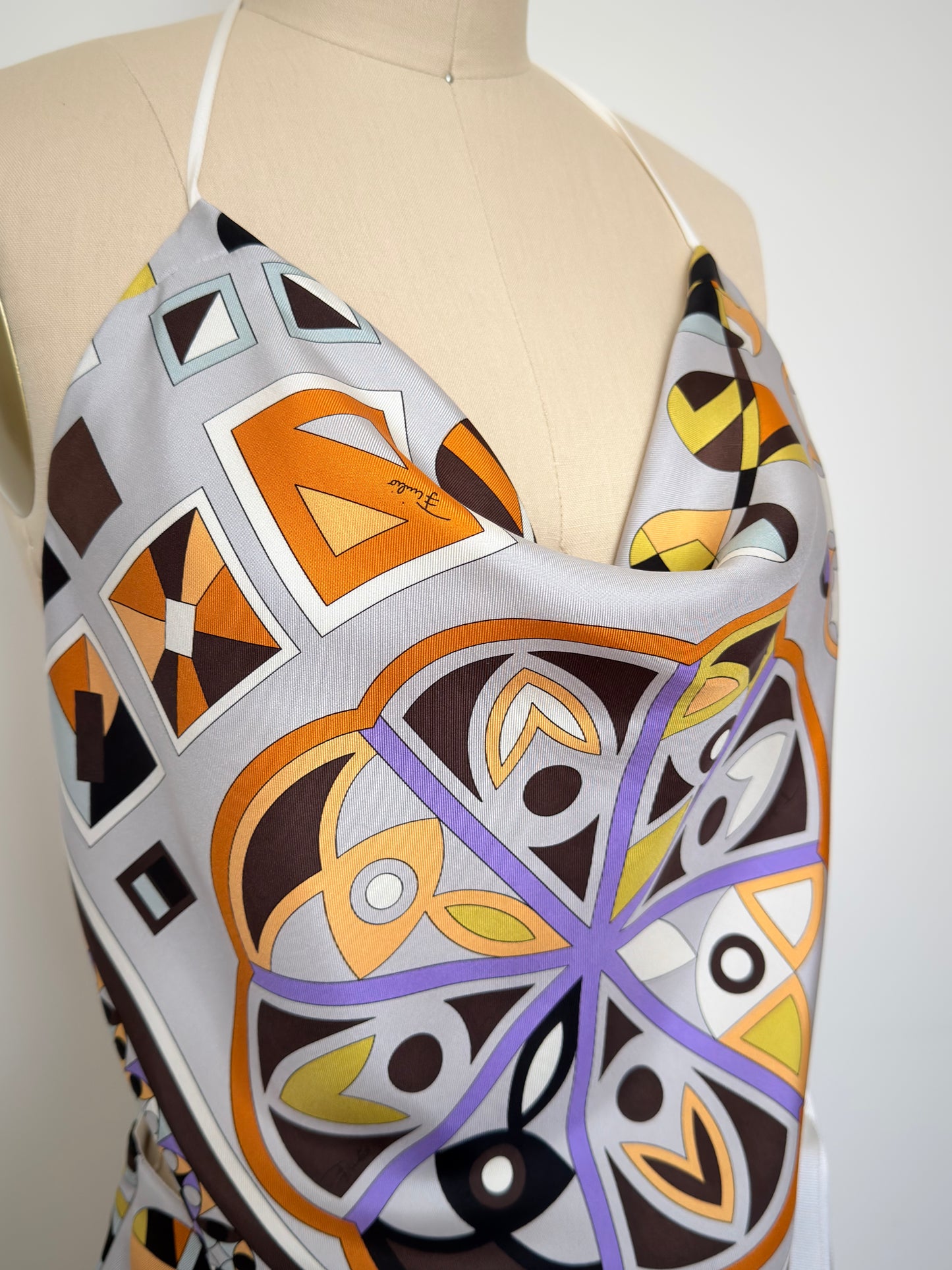 Upcycled Vintage Brown & Orange Pucci Matching Set