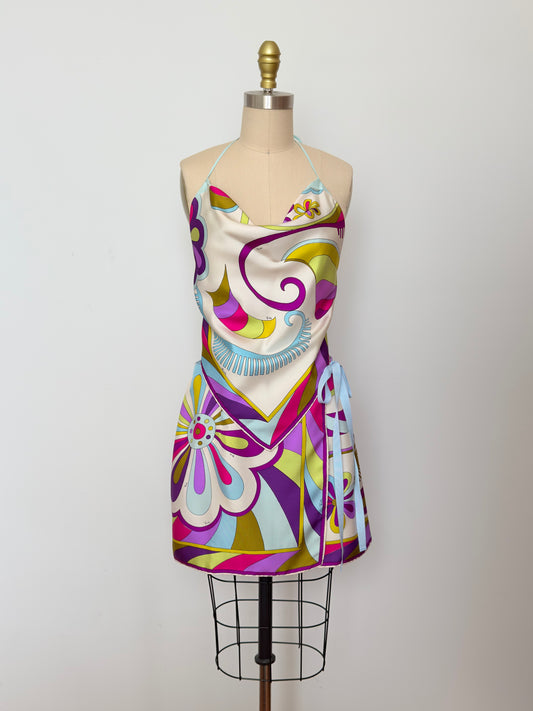 Upcycled Rare 1960s Pucci Psychedelic Floral Matching Set