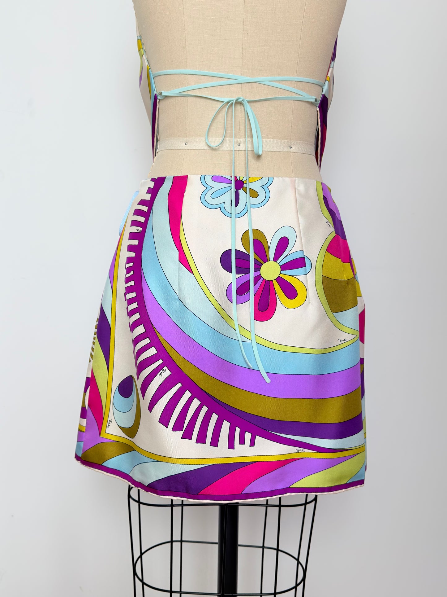 Upcycled Rare 1960s Pucci Psychedelic Floral Matching Set