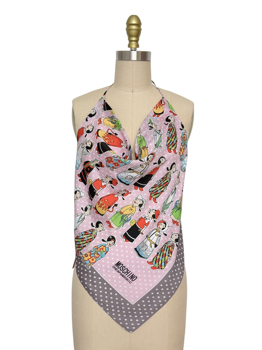 Upcycled Moschino Olive Oyl Scarf Top