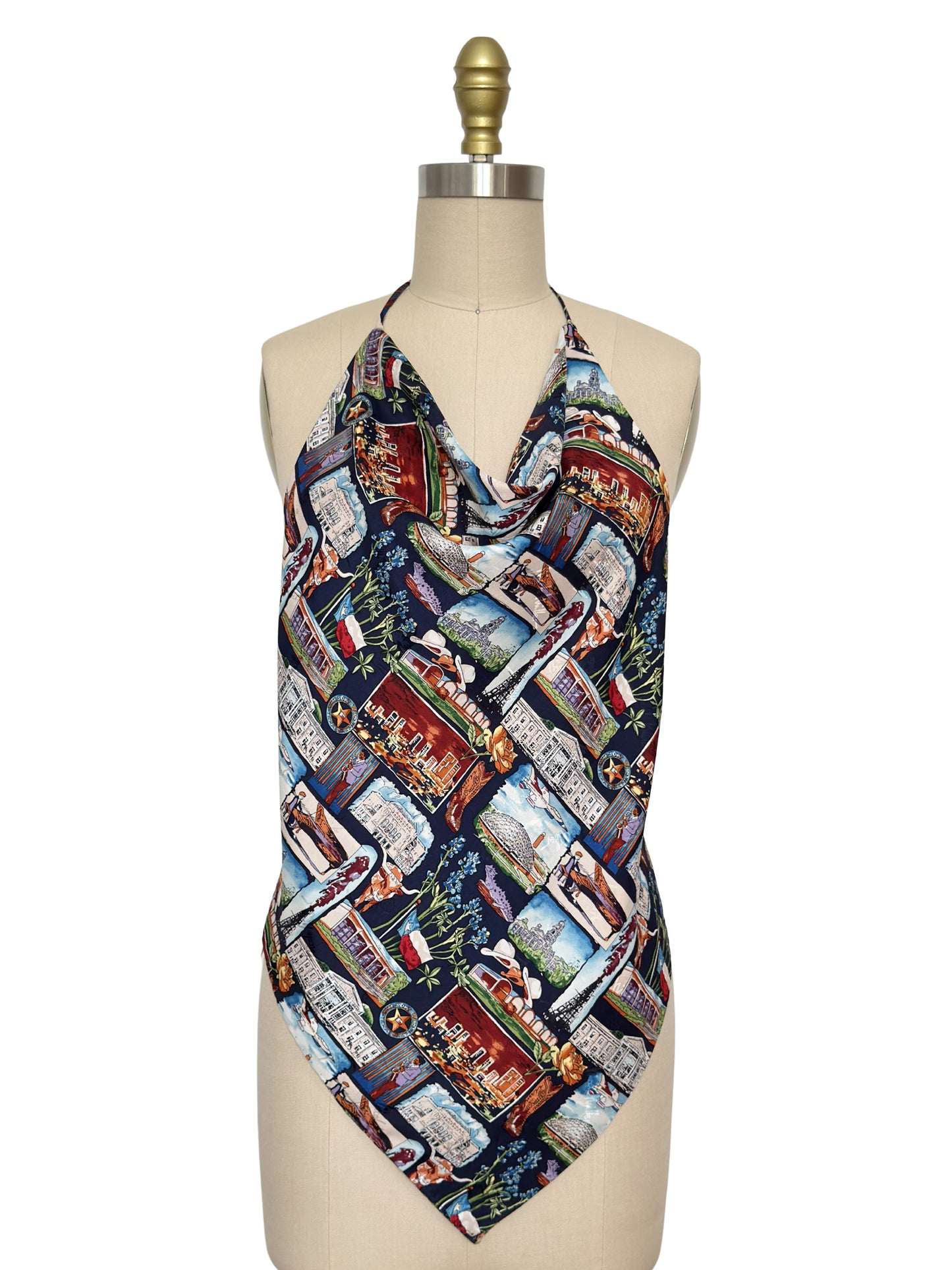 Upcycled Nicole Miller Texas Lone Star Scarf Top
