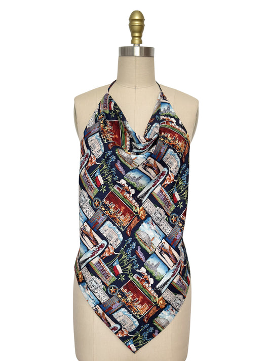 Upcycled Nicole Miller Texas Lone Star Scarf Top