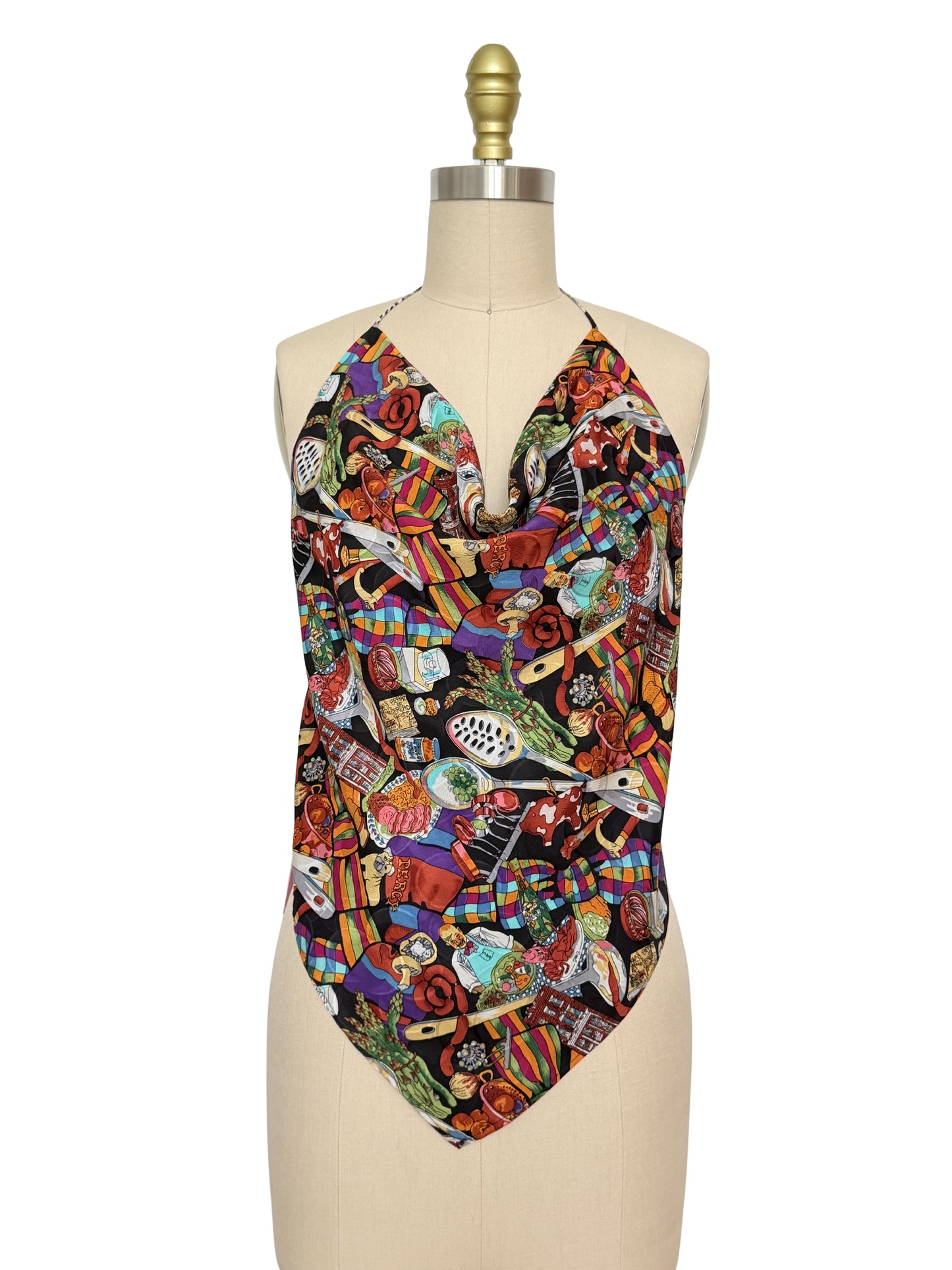Upcycled Nicole Miller Bon Appetite Scarf Top