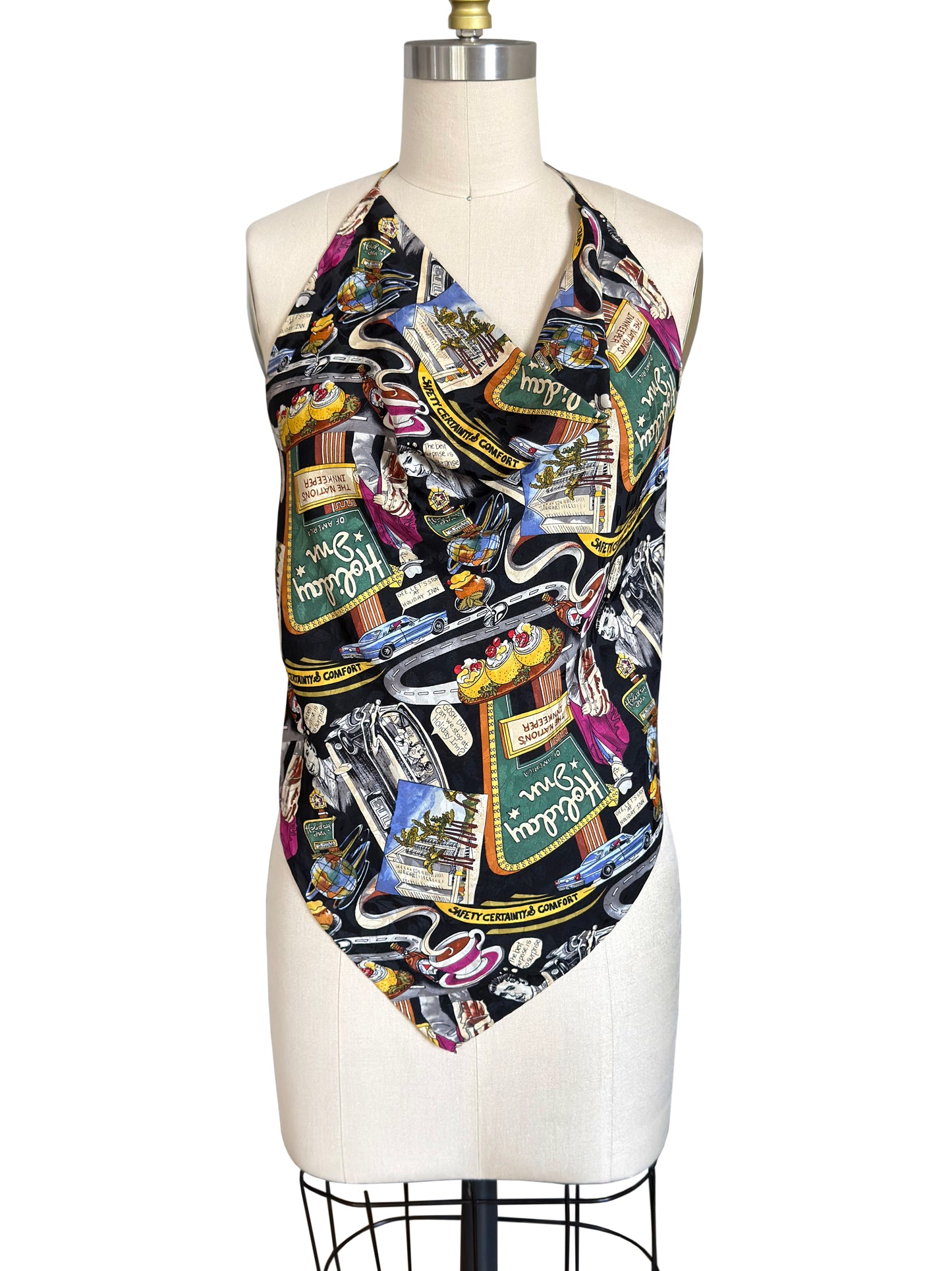 Upcycled Nicole Miller Holiday Inn Scarf Top
