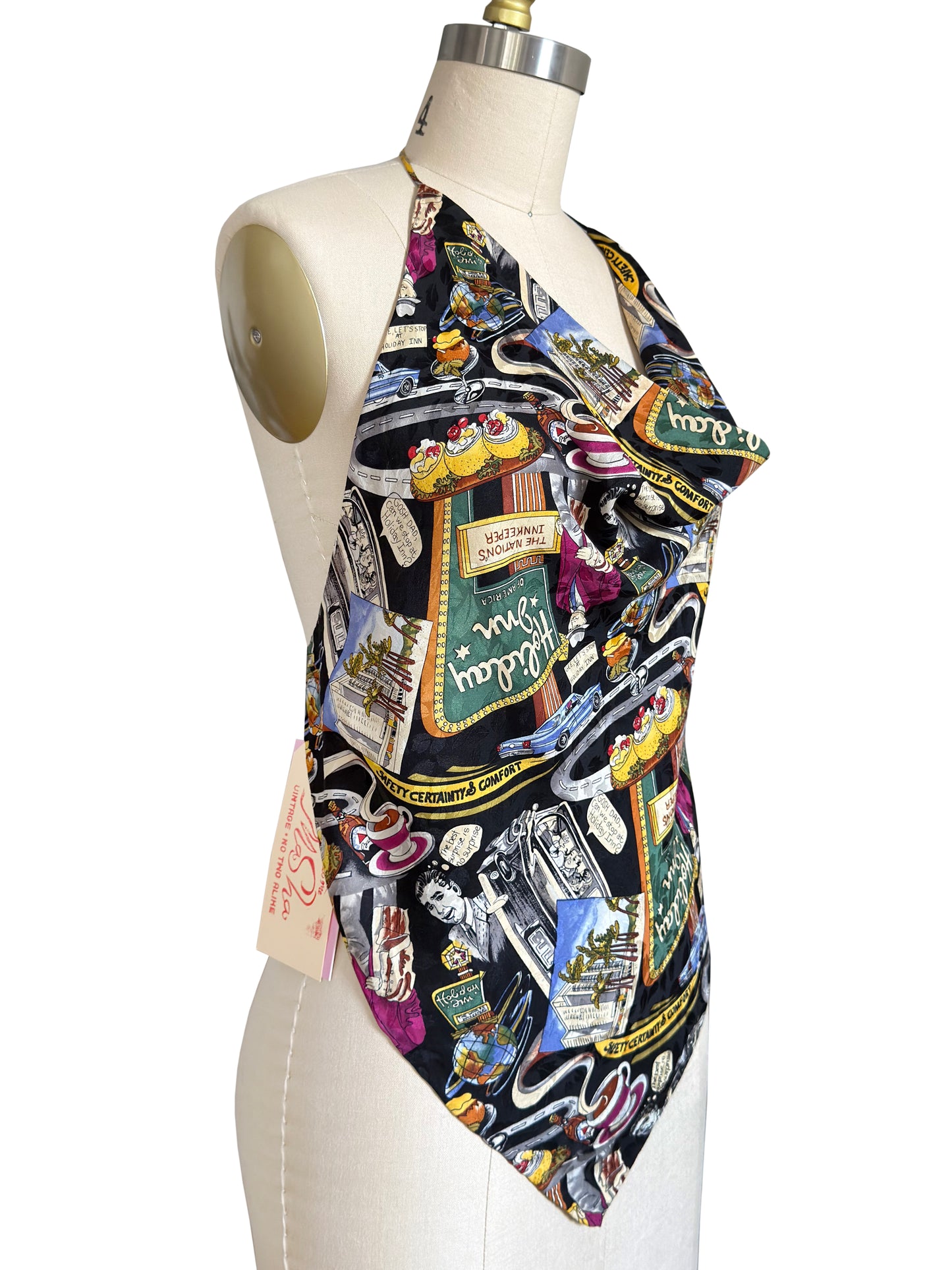 Upcycled Nicole Miller Holiday Inn Scarf Top