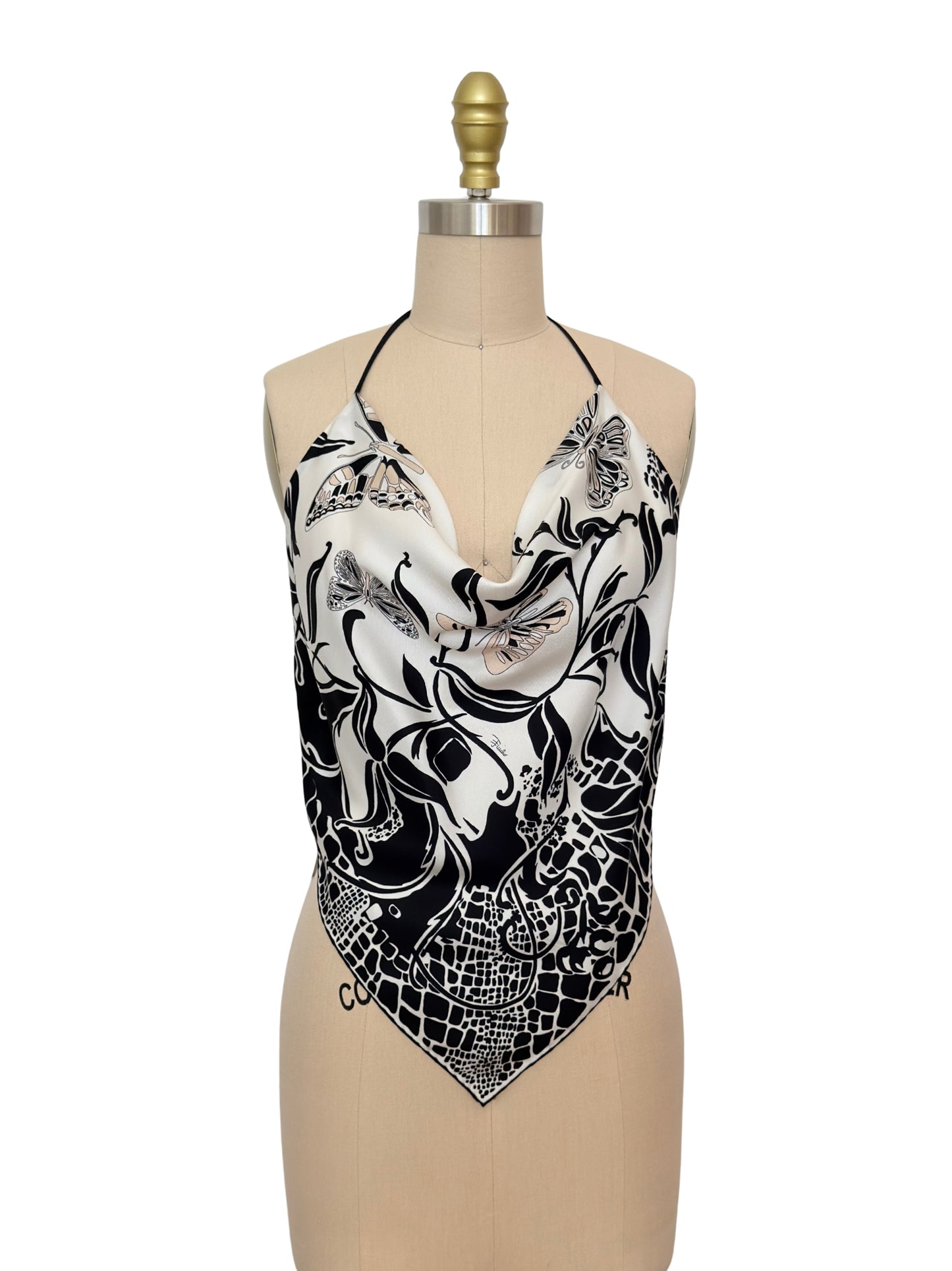 Upcycled B&W Butterfly Pucci Scarf Top