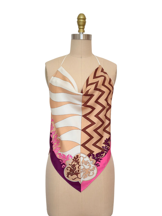 Upcycled Pucci Geometric Scarf Top