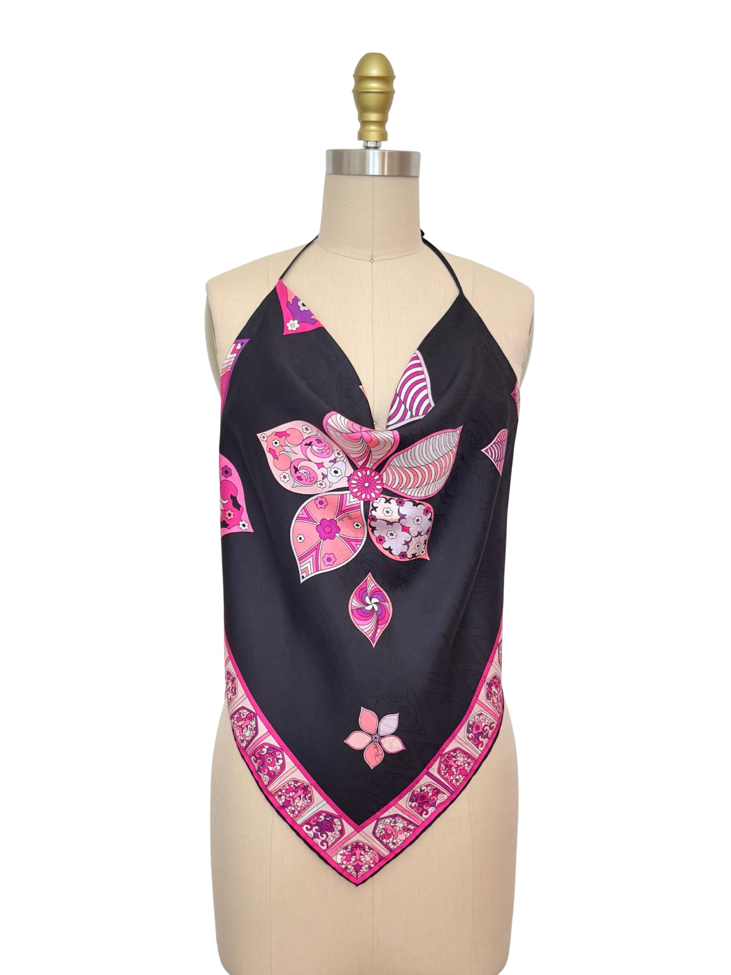 Upcycled Floral Pucci Pink & Black Scarf Top