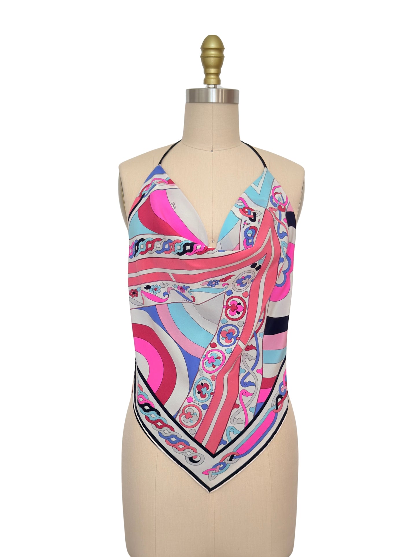 Upcycled 1980s Pucci Silk Scarf Top