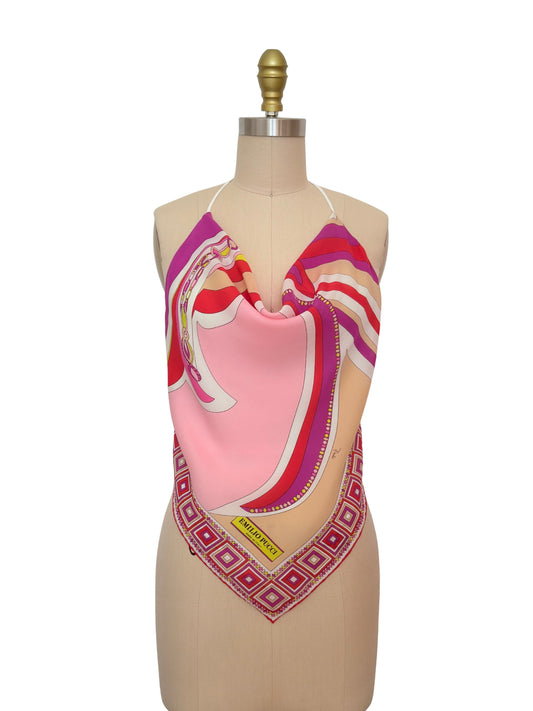 Upcycled Pink Chiffon Pucci Scarf Top