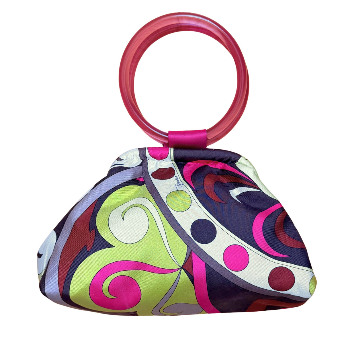 Upcycled Pucci Silk Scarf Purse (Pink, Green, & Brown)
