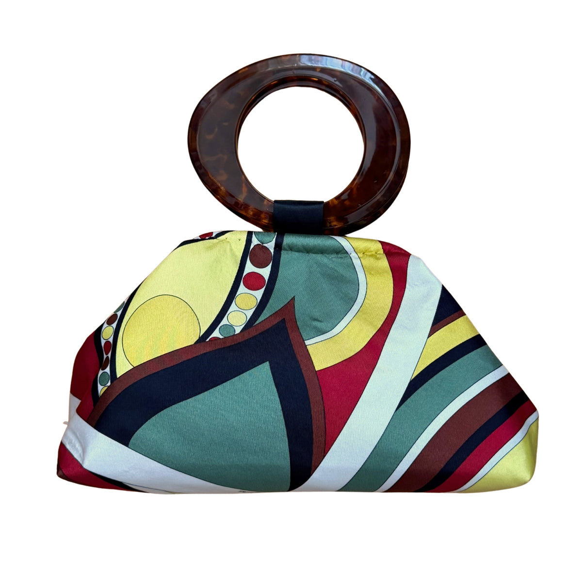 Upcycled Pucci Silk Scarf Purse (Yellow, Green, & Brown)