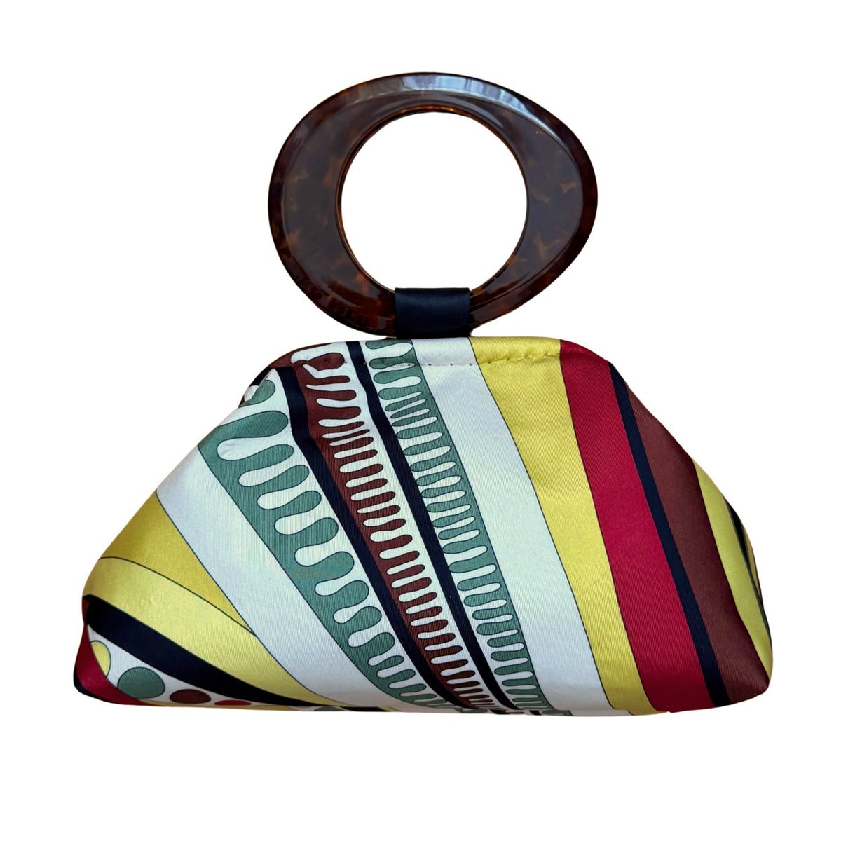 Upcycled Pucci Silk Scarf Purse (Yellow, Green, & Brown)