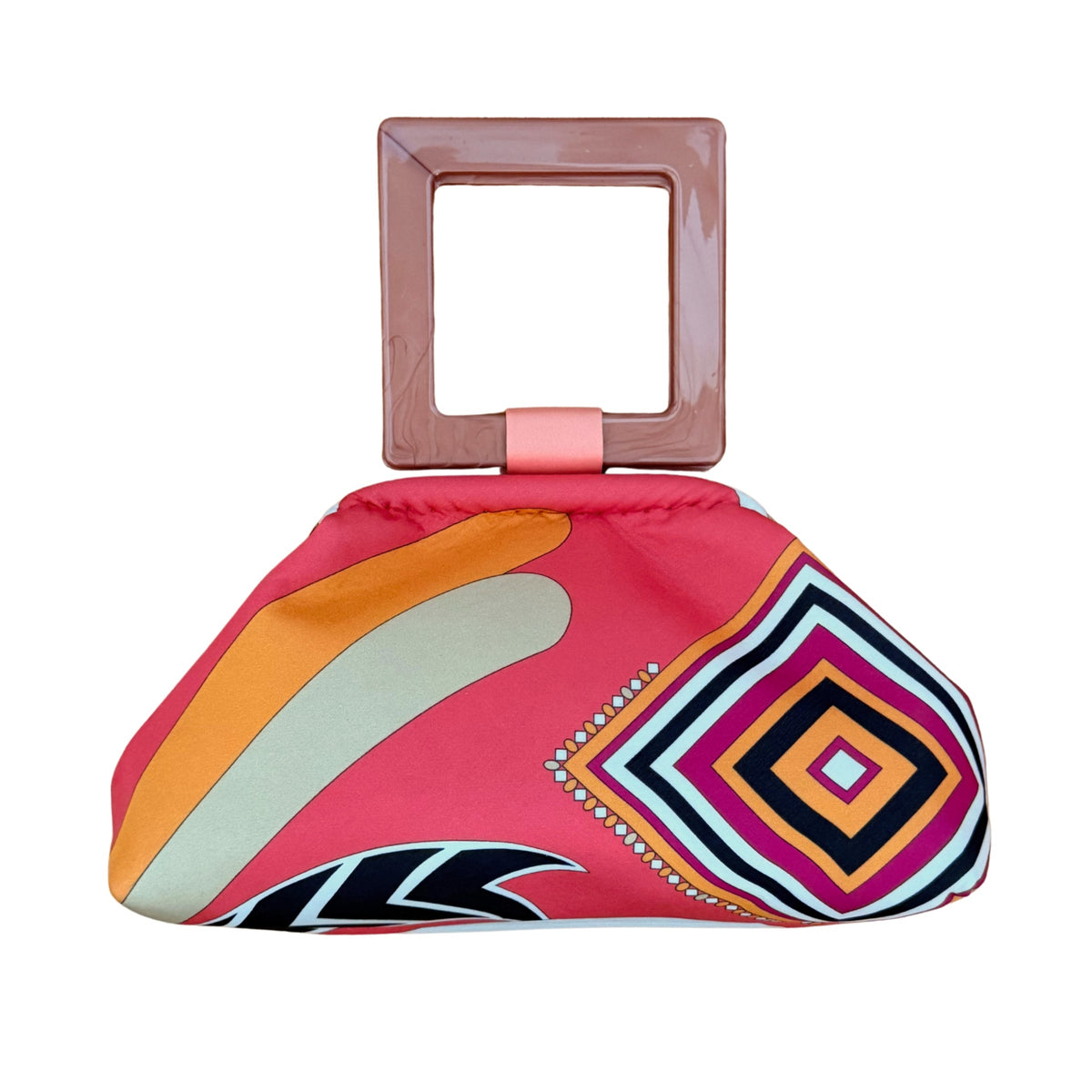 Upcycled Pucci Silk Scarf Purse (Orange and Pink)