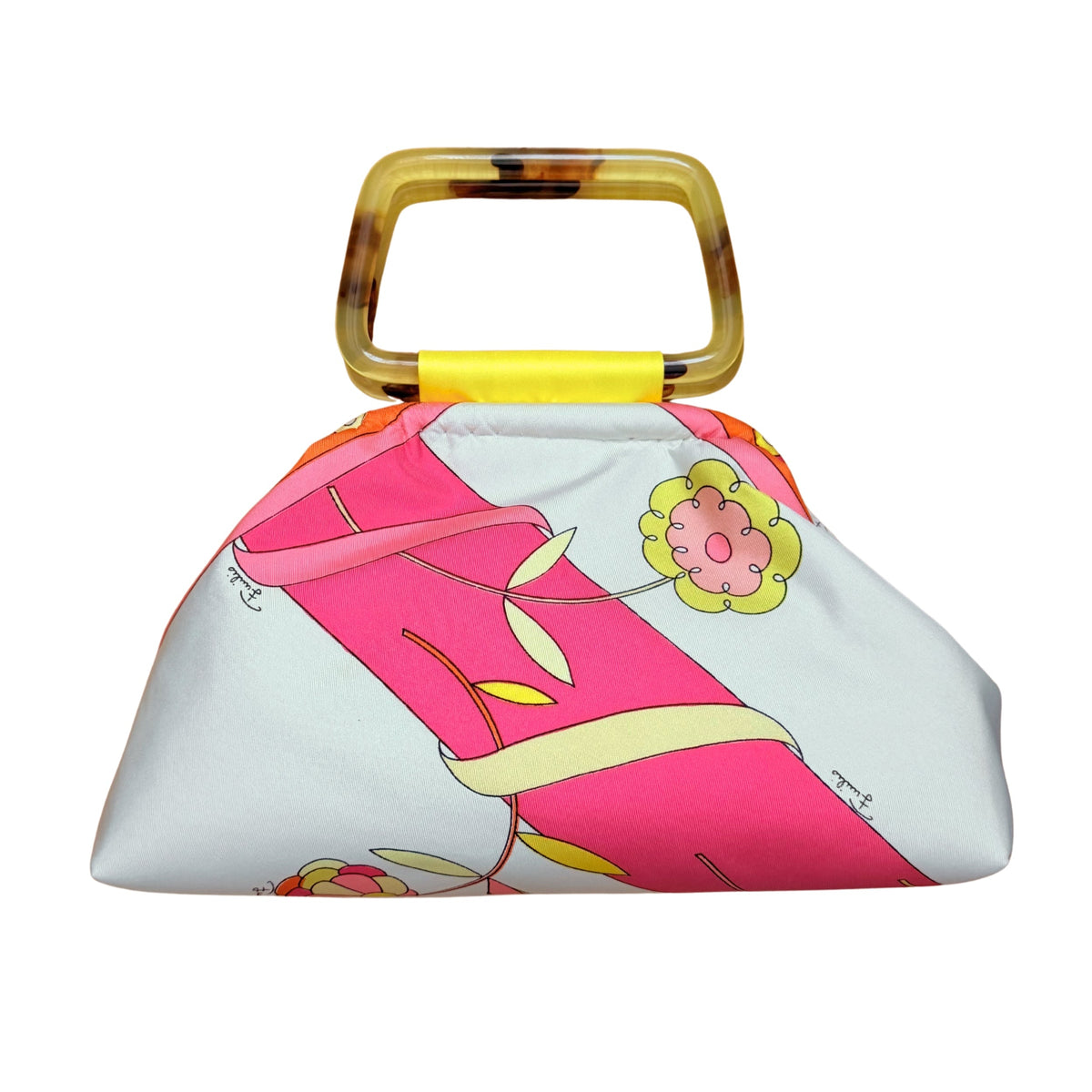 Upcycled 1960s Pucci Silk Scarf Pink Floral Purse