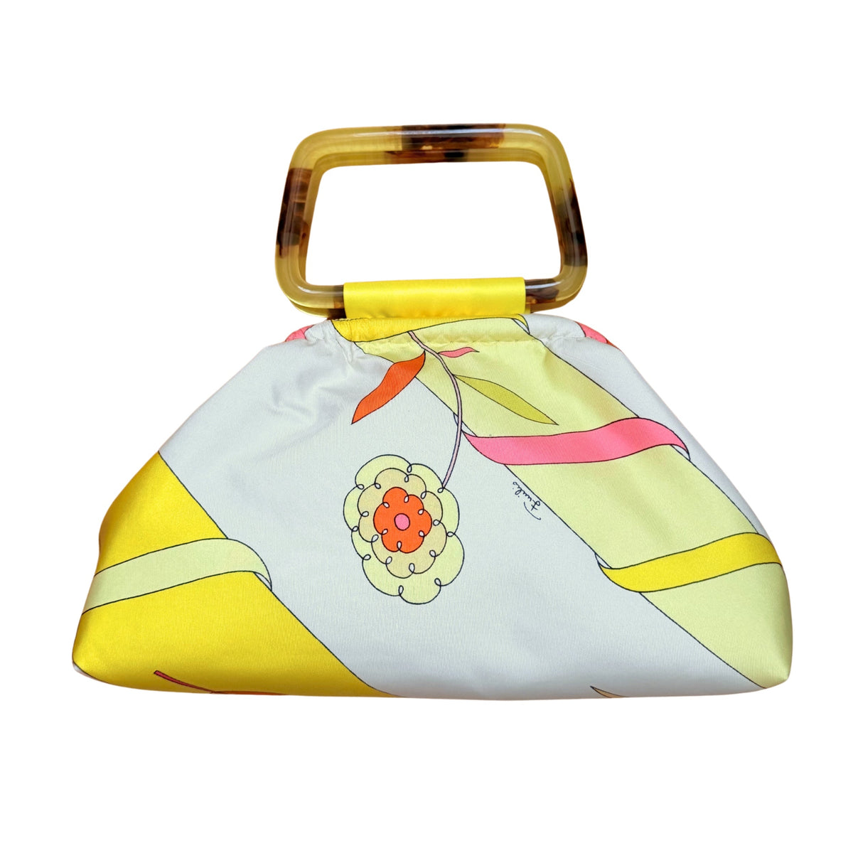 Upcycled 1960s Pucci Silk Scarf Pink Floral Purse