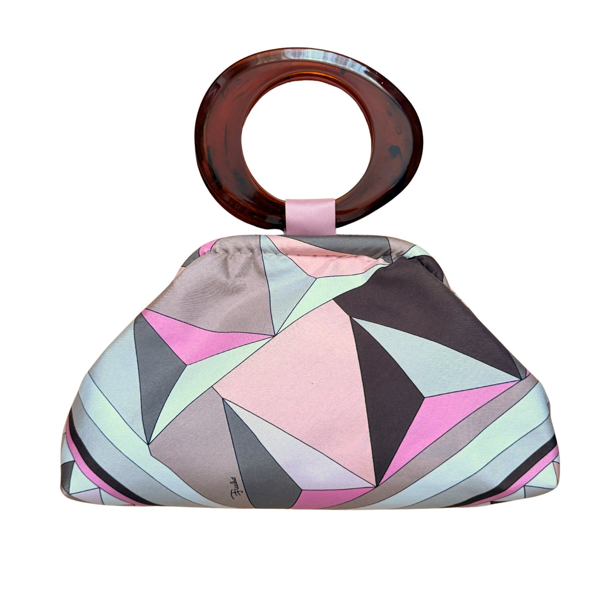 Upcycled Pucci Silk Scarf Purse (Pink and Brown)