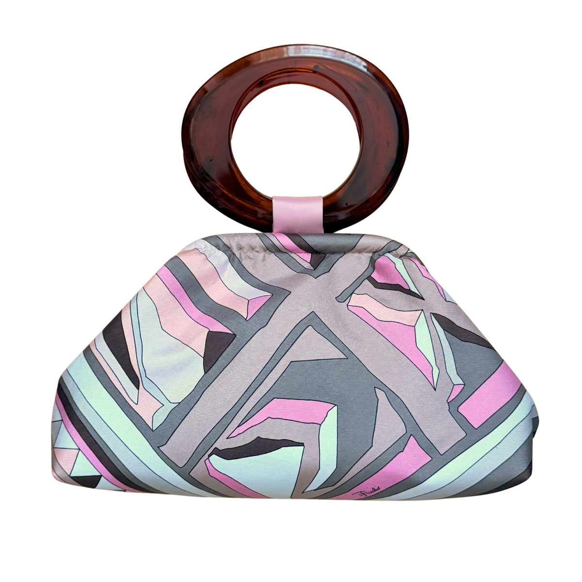 Upcycled Pucci Silk Scarf Purse (Pink and Brown)