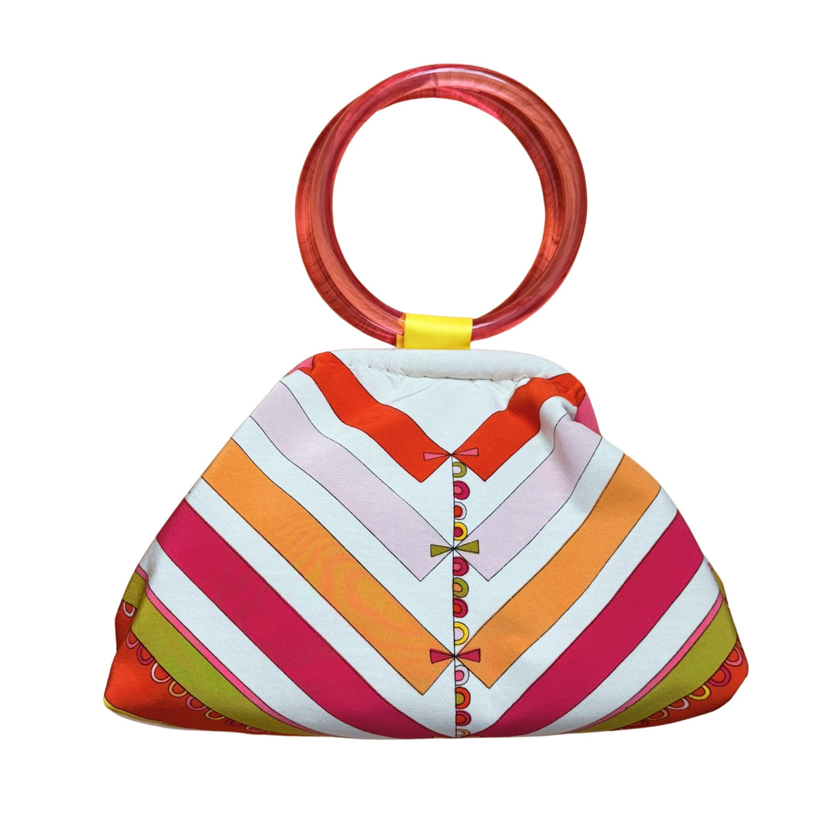 Upcycled 1970s Pucci Silk Scarf Purse (Pink and Orange)