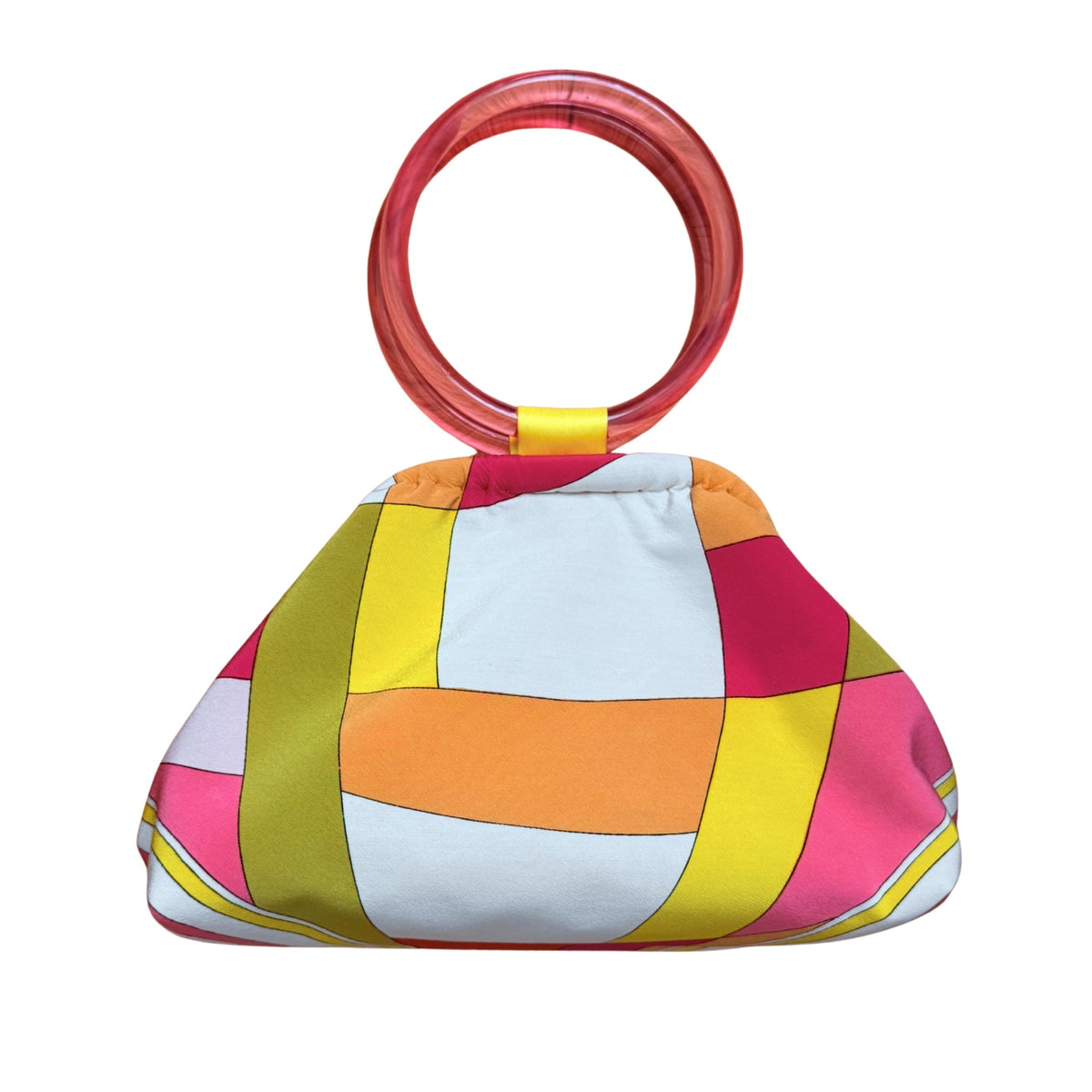 Upcycled 1970s Pucci Silk Scarf Purse (Pink and Orange)