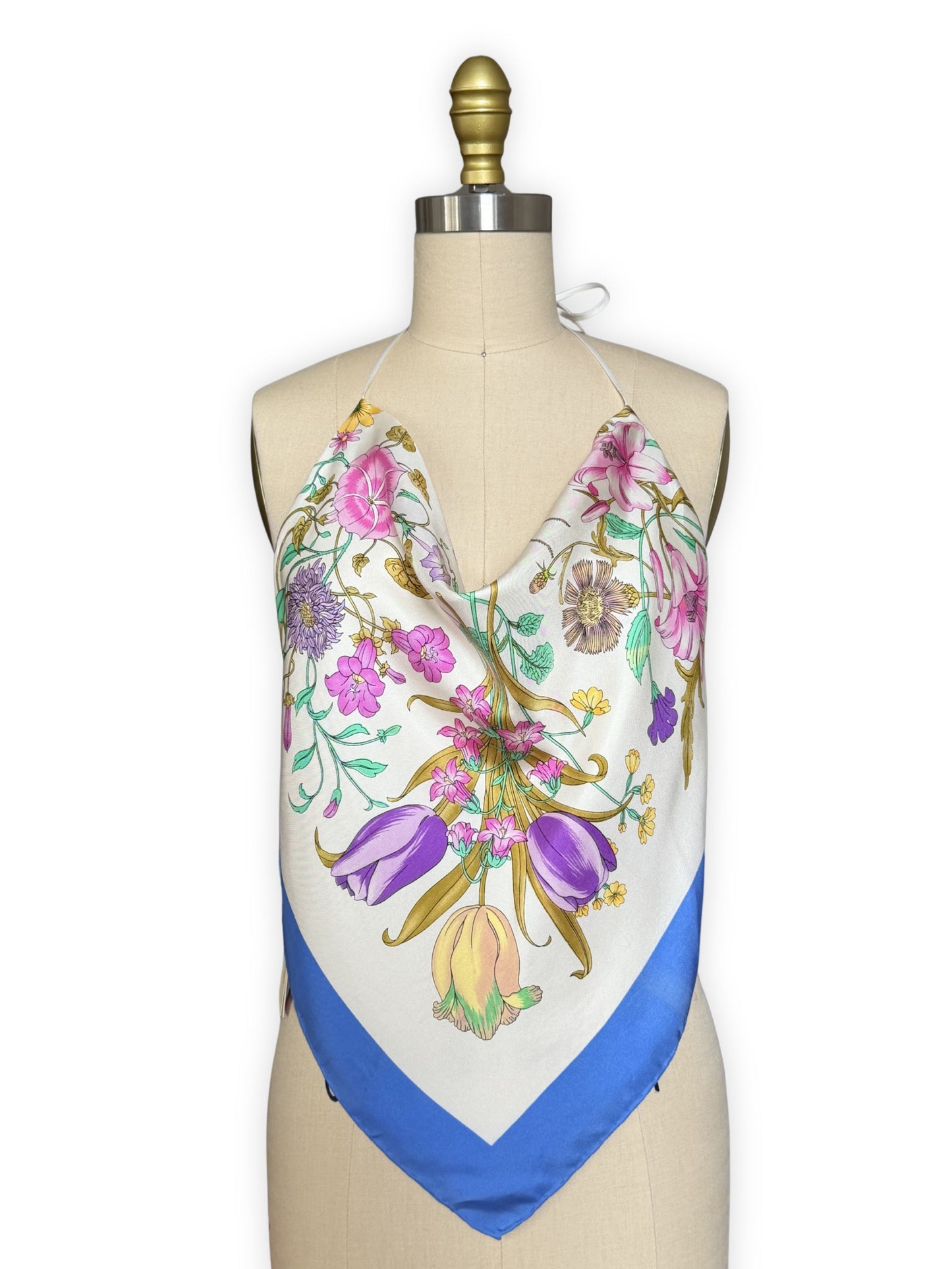 Upcycled Gucci Blue Flora Scarf Top