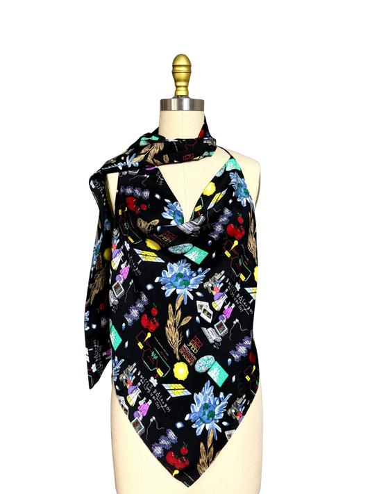 Upcycled Nicole Miller Science Beauty Scarf Top
