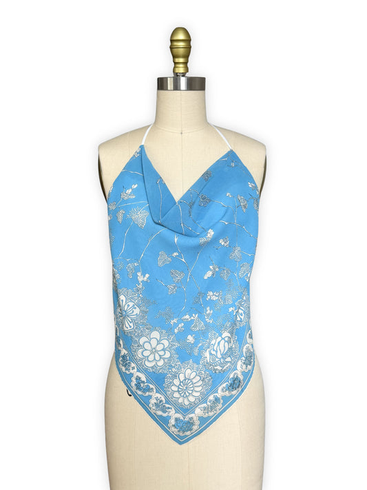 Upcycled Pucci Soft Blue Floral Scarf Top