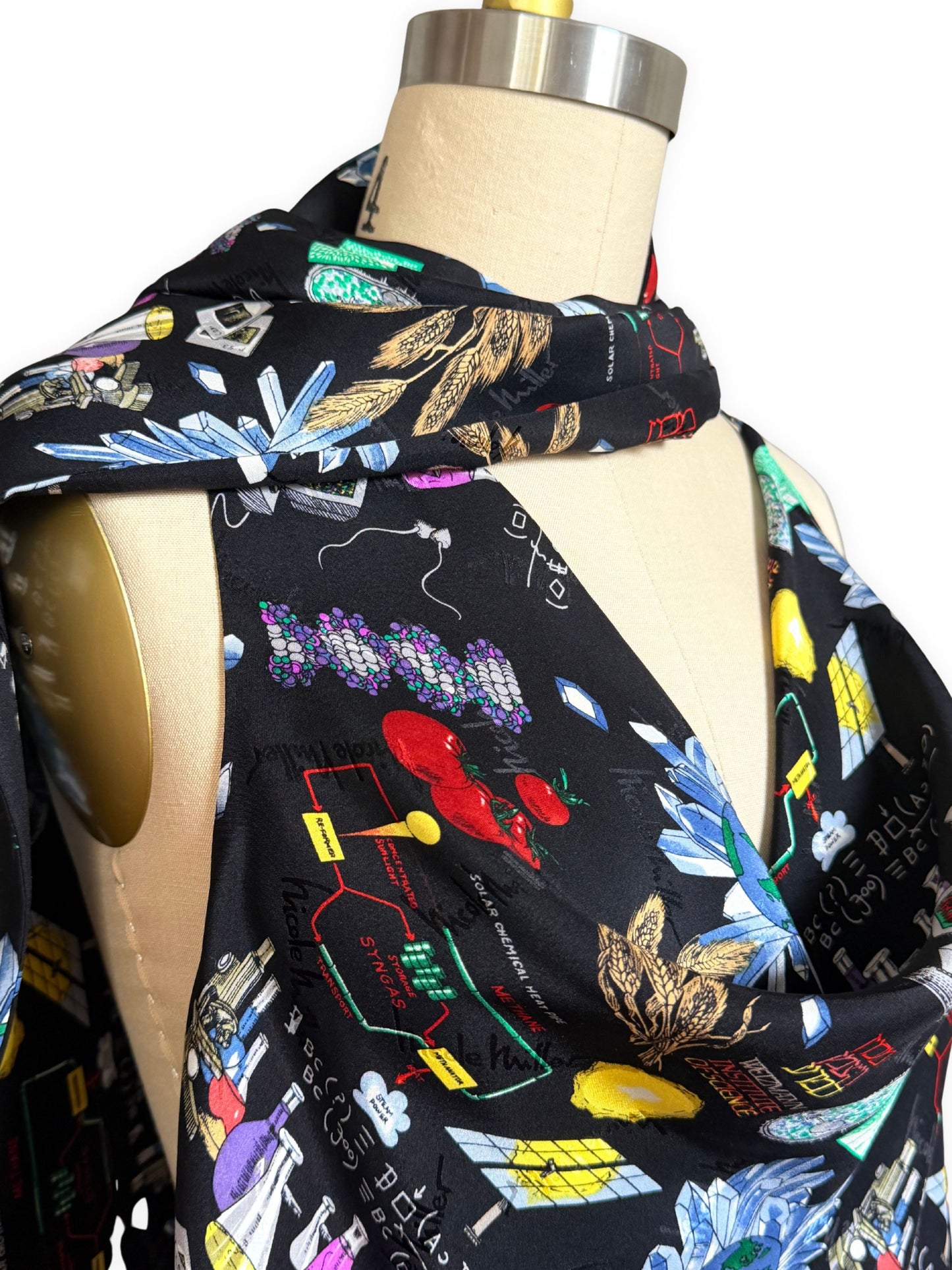 Upcycled Nicole Miller Science Beauty Scarf Top