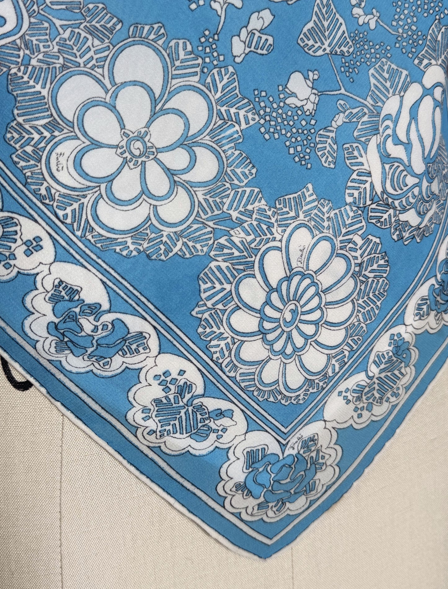 Upcycled Pucci Soft Blue Floral Scarf Top