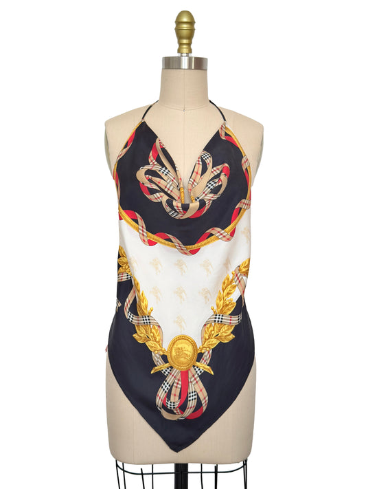 Upcycled Burberry Scarf Top